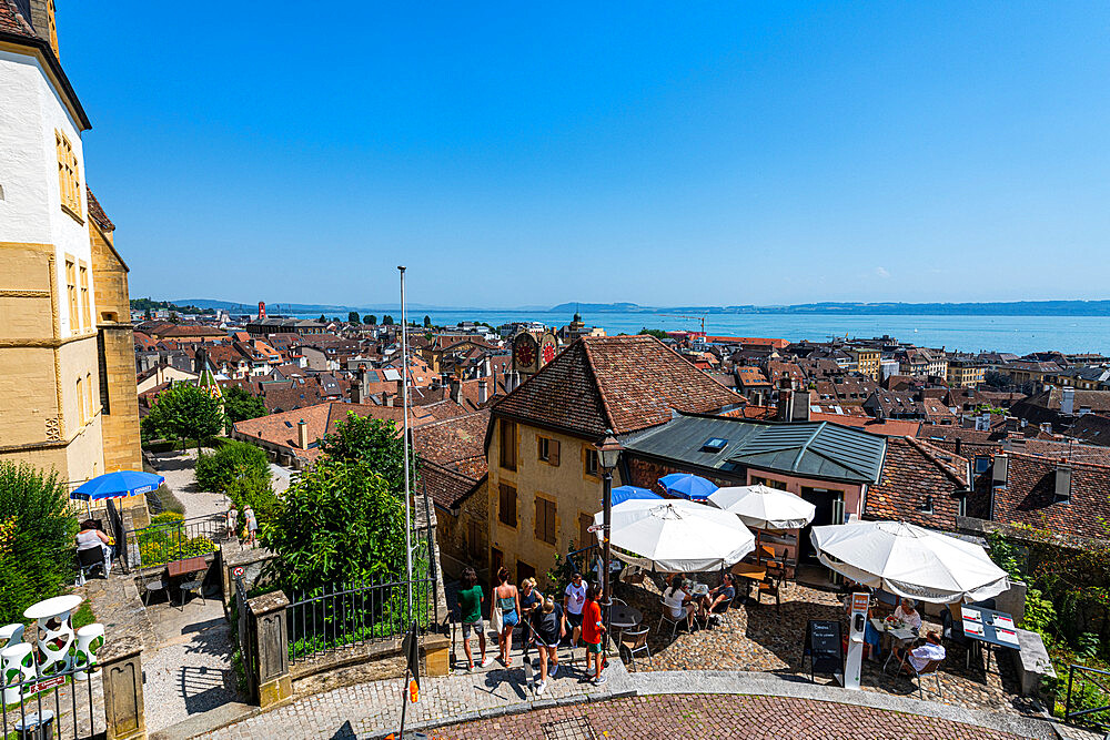 View over Neuchatel and Lake Neuchatel, Switzerland, Europe