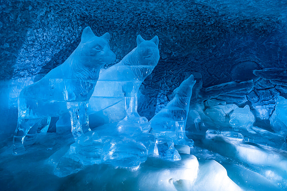 Ice sculptures in the Glacier paradise, Little paradise, Zermatt, Valais, Switzerland, Europe