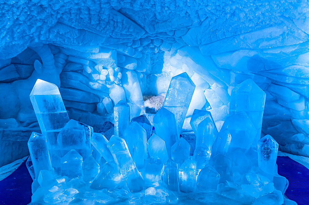 Ice sculptures in the Glacier paradise, Little paradise, Zermatt, Valais, Switzerland, Europe