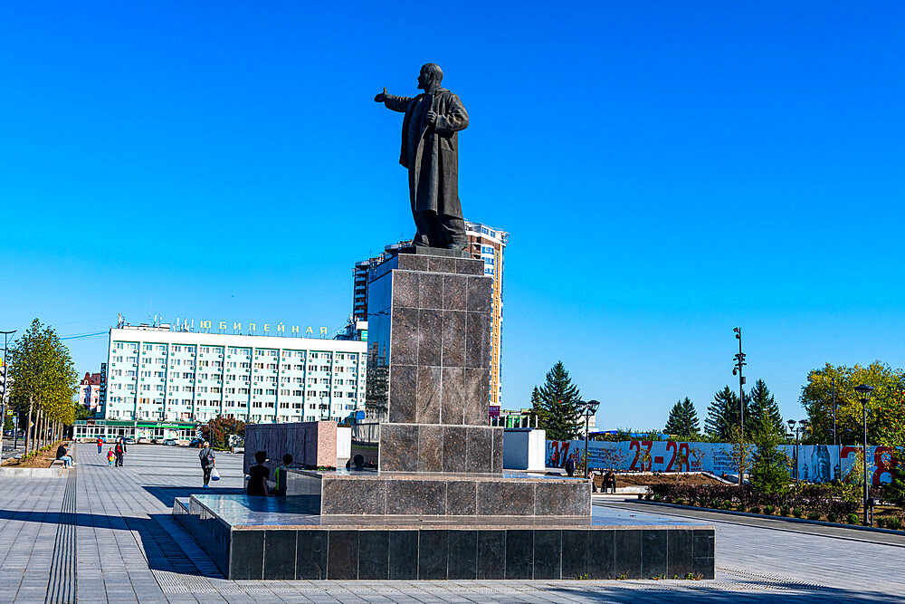 Lenin statue, Lenin Square, Blagoveshchensk, Amur Oblast, Russia, Eurasia