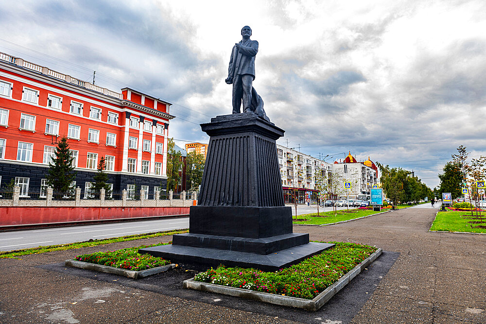 Unique Lenin the matador monument, Barnaul, Altai Krai, Russia, Eurasia