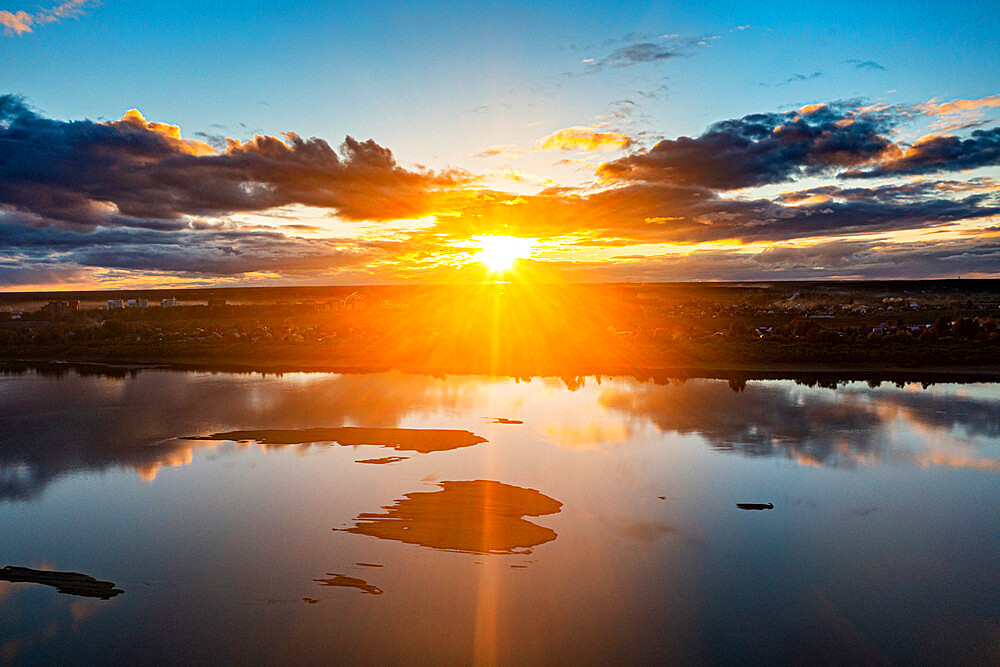 Sunset over Tom River, Tomsk, Tomsk Oblast, Russia, Eurasia