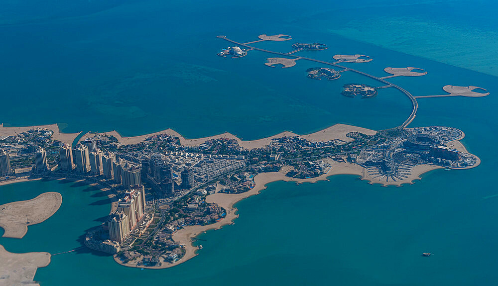 Aerial of an artifical island, Qatar, Middle East