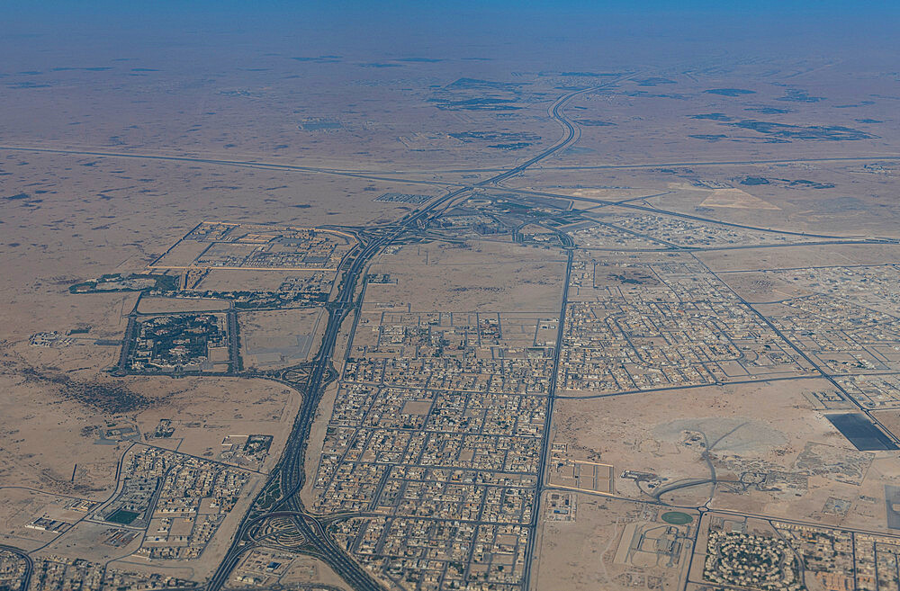 Aerial of setttlements in Qatar, Middle East