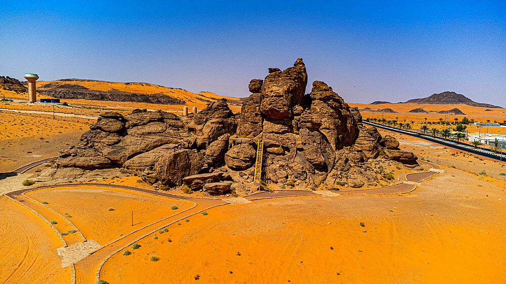 Aerial of the Rock Art in the Ha'il Region, UNESCO World Heritage Site, Jubbah, Kingdom of Saudi Arabia, Middle East