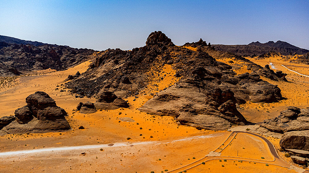 Aerial of the Rock Art in the Ha'il Region, UNESCO World Heritage Site, Jubbah, Kingdom of Saudi Arabia, Middle East