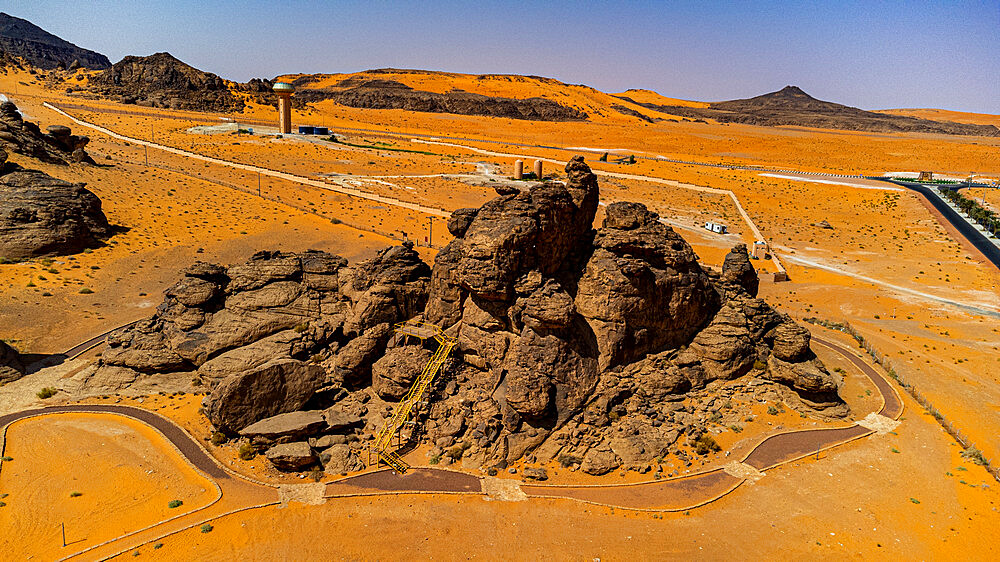 Aerial of the Rock Art in the Ha'il Region, UNESCO World Heritage Site, Jubbah, Kingdom of Saudi Arabia, Middle East