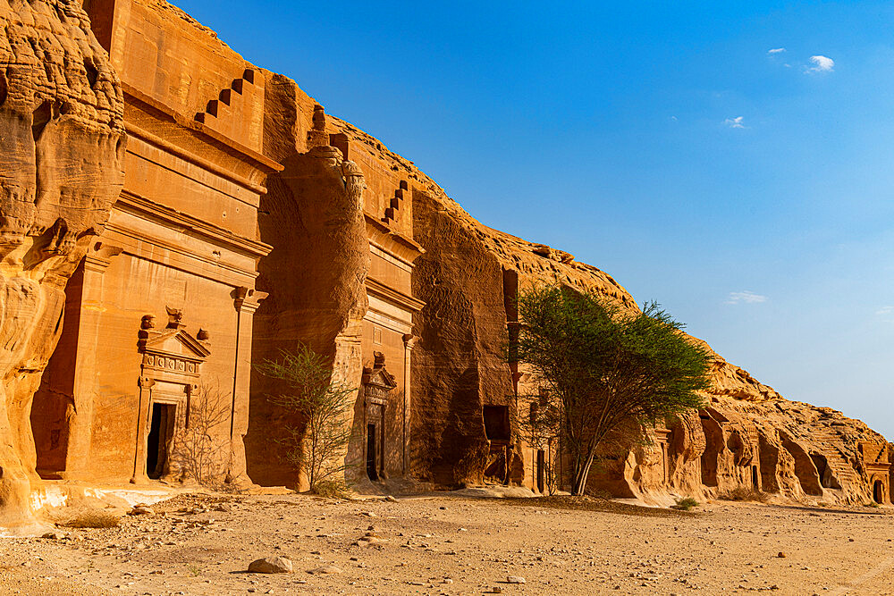 Rock tomb, Madain Saleh (Hegra) (Al Hijr), UNESCO World Heritage Site, Al Ula, Kingdom of Saudi Arabia, Middle East