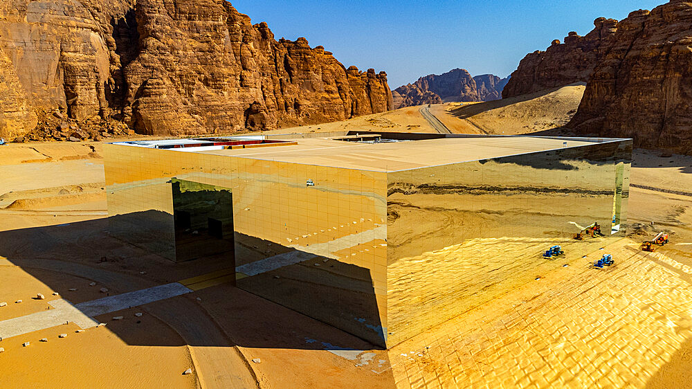 Aerial of the Maraya Concert Hall, Al Ula, Kingdom of Saudi Arabia, Middle East