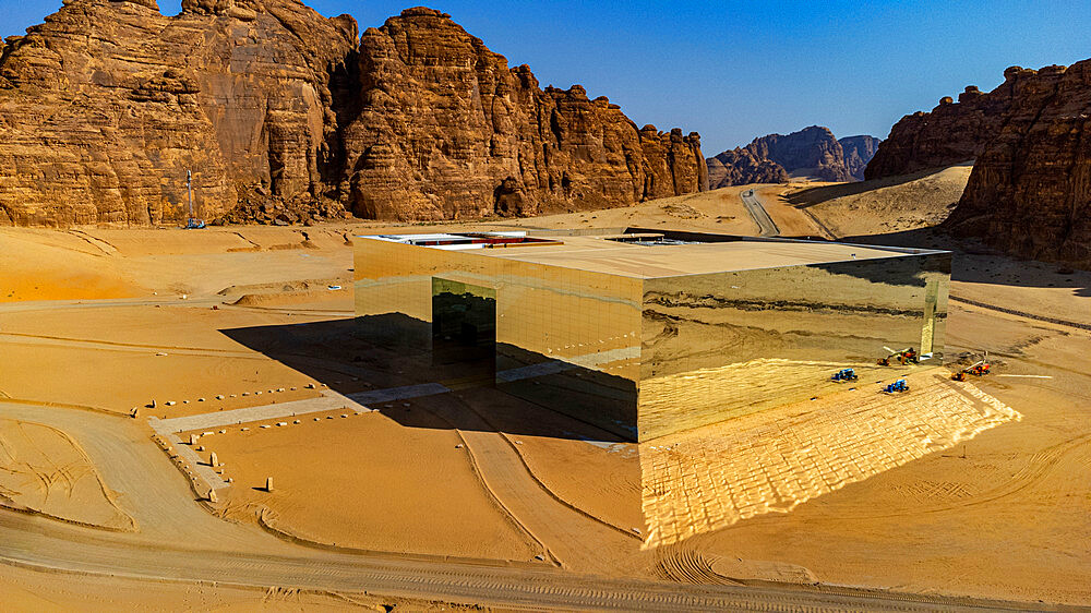 Aerial of the Maraya Concert Hall, Al Ula, Kingdom of Saudi Arabia, Middle East