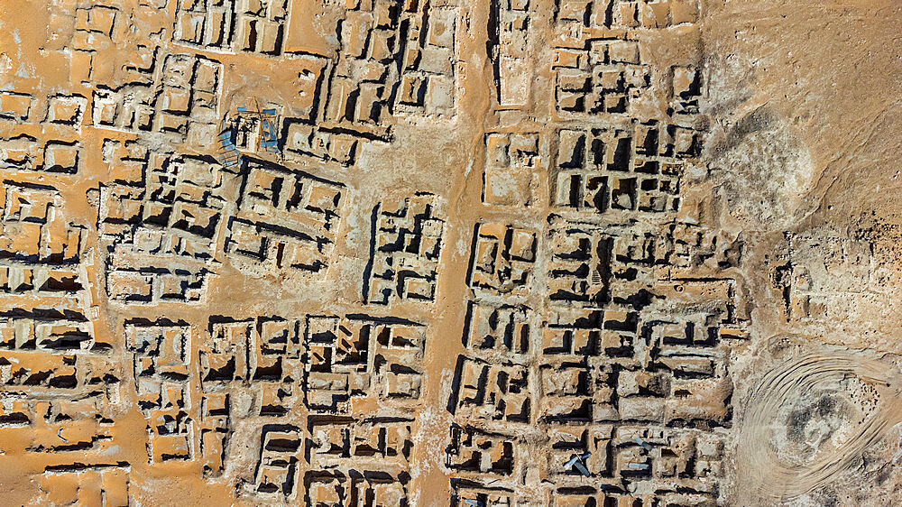 Aerial of Qaryat al-Faw capital of the first Kindah kingdom, Kingdom of Saudi Arabia, Middle East