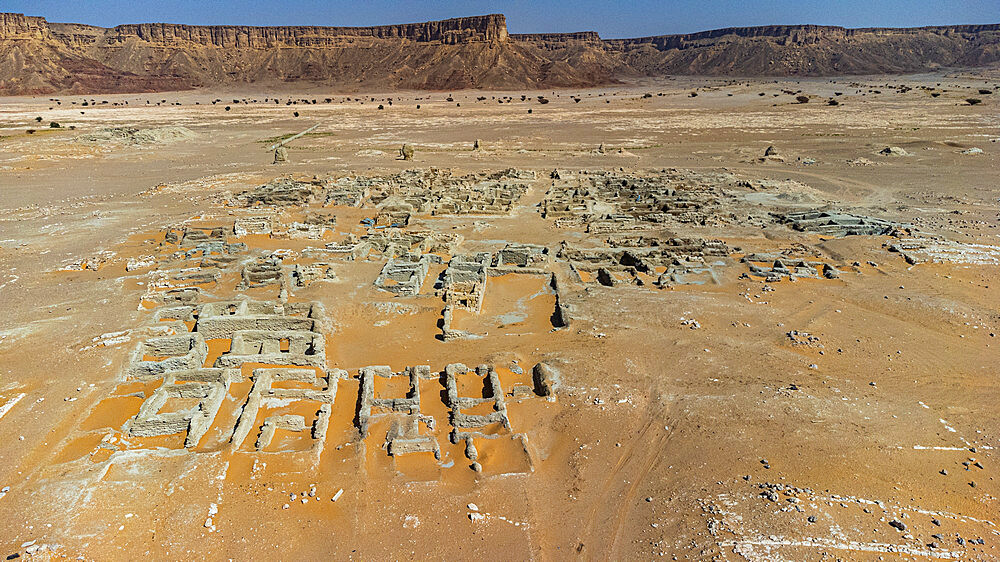 Aerial of Qaryat al-Faw capital of the first Kindah kingdom, Kingdom of Saudi Arabia, Middle East