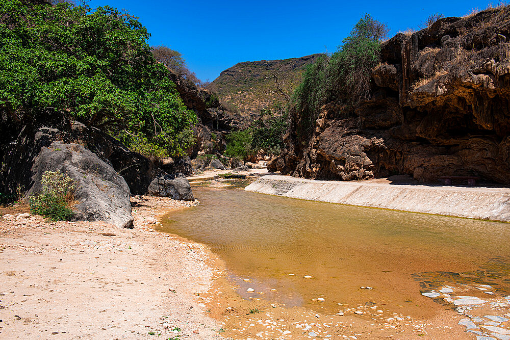 River running through Ain Sahlounout, Salalah, Oman, Middle East