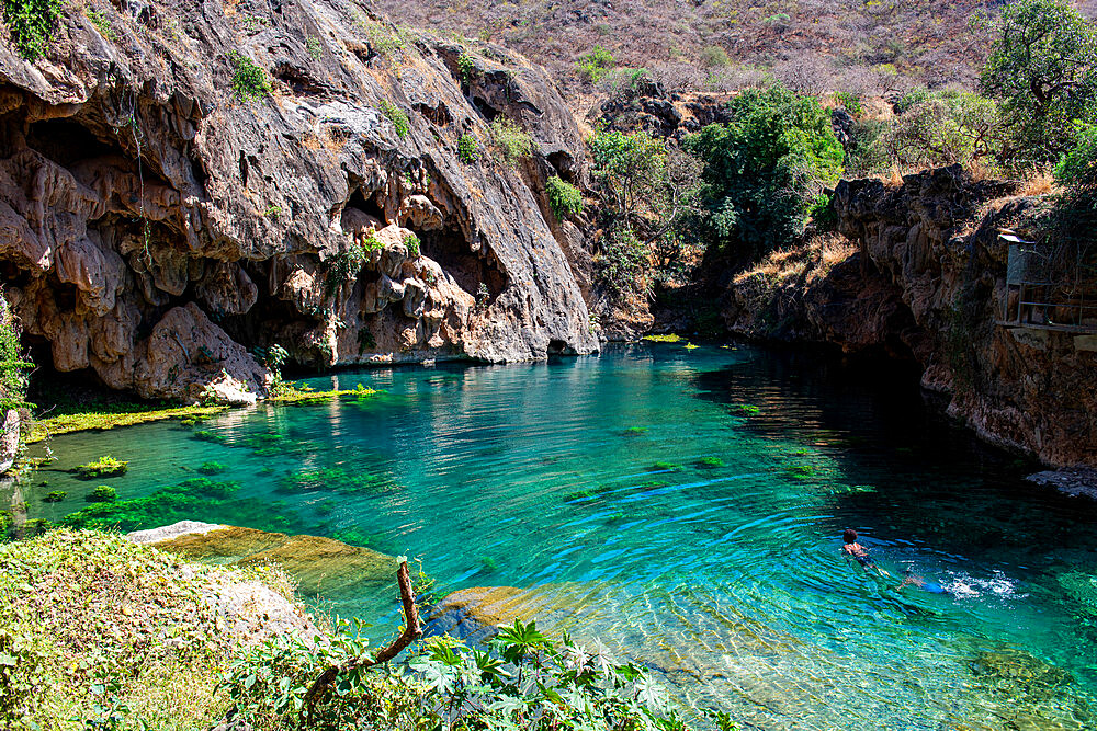 Turquoise water pools, Ain Sahlounout, Salalah, Oman, Middle East