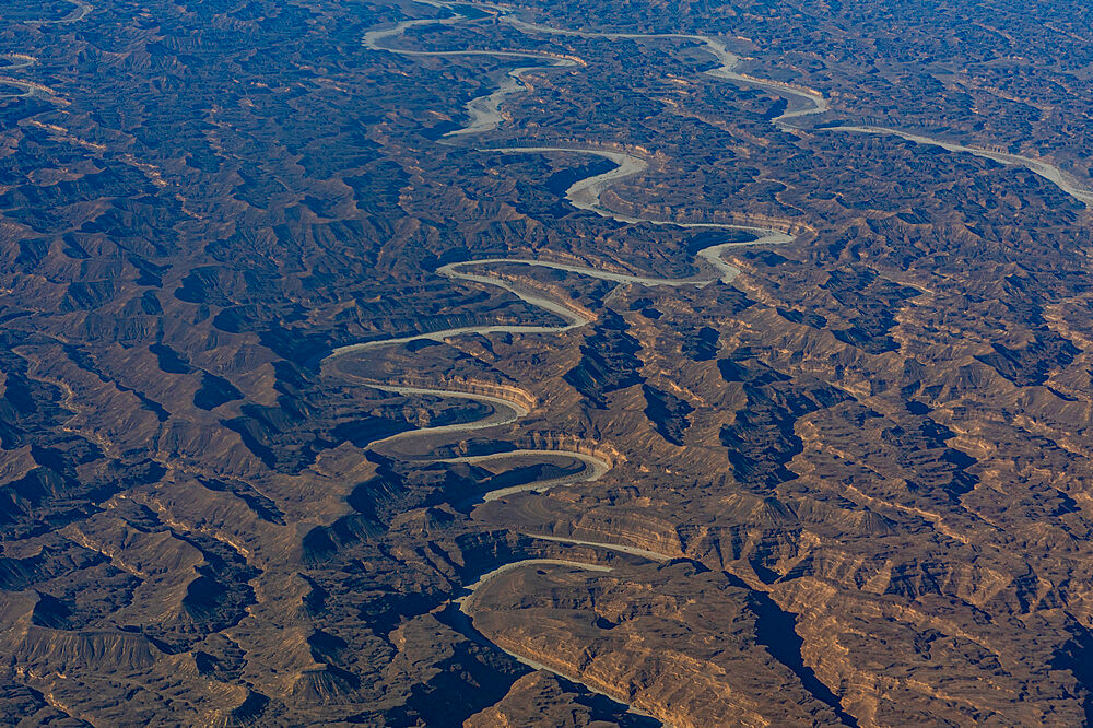 Dry rivers meandering through the mountains around Salalah, Oman, Middle East