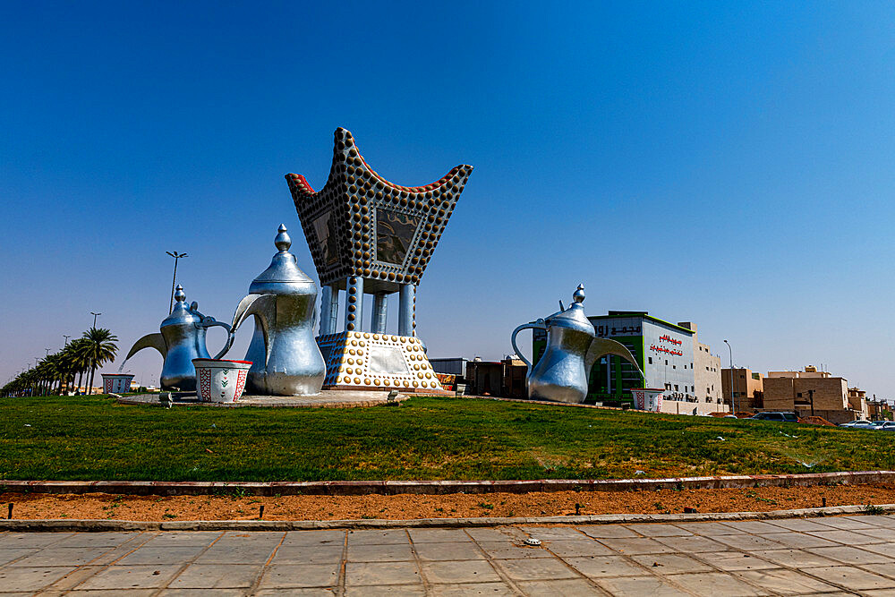 Tea pots on a roundabout, Hail, Kingdom of Saudi Arabia, Middle East