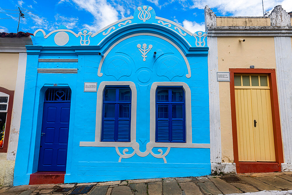 Colourful door, Old Goias, UNESCO World Heritage Site, Goias, Brazil, South America