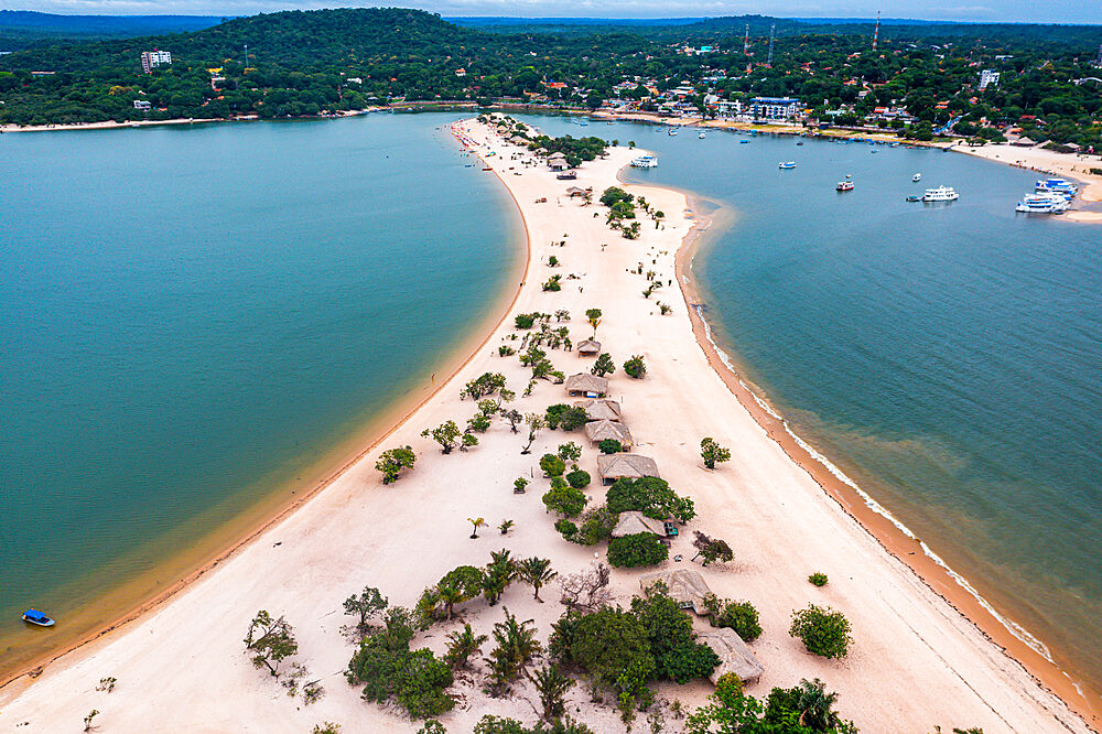 Long sandy beach in Alter do Chao along the Amazon River, Para, Brazil, South America