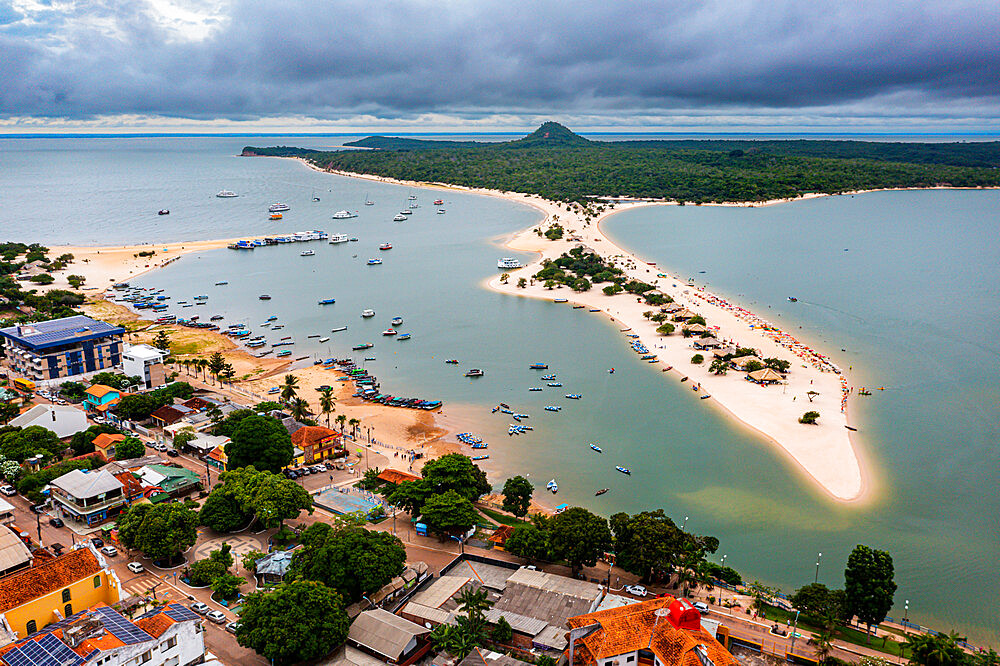 Long sandy beach in Alter do Chao along the Amazon River, Para, Brazil, South America