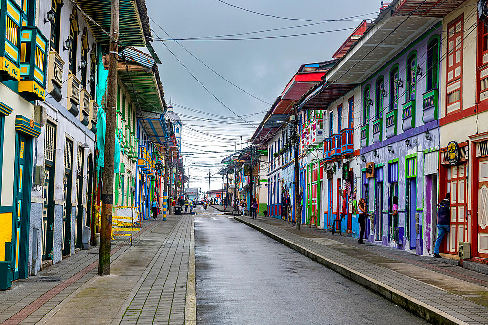 Colourful houses in Filandia, UNESCO World Heritage Site, Coffee Cultural Landscape, Colombia, South America