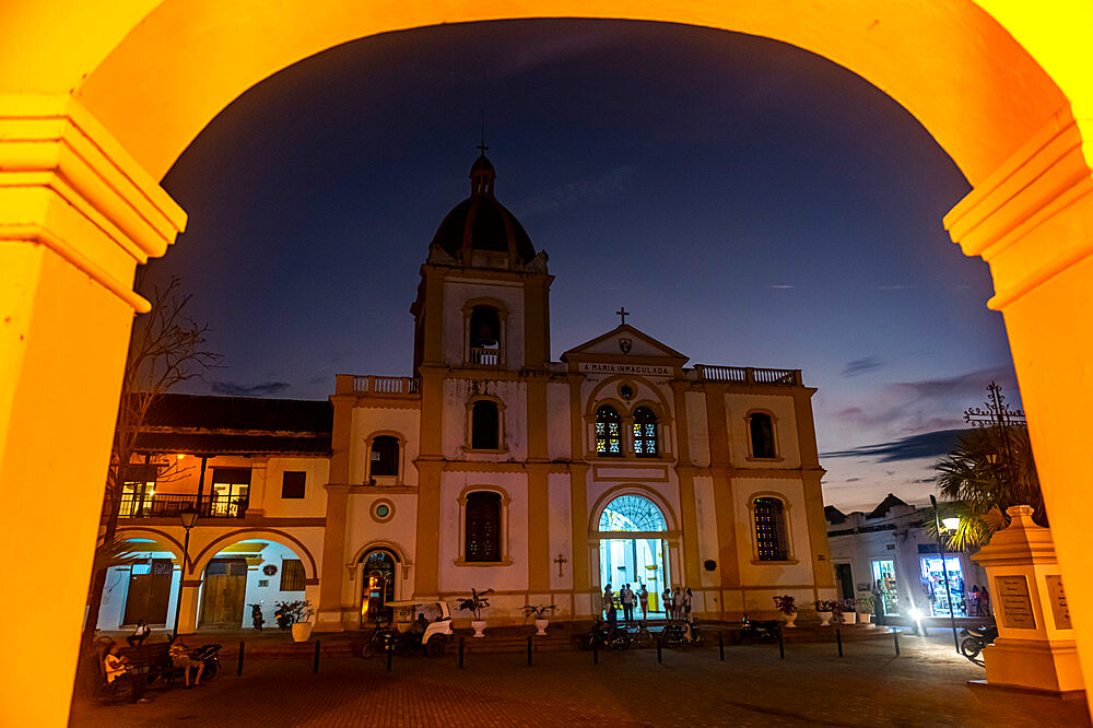 Nightshot of the Historical center of Mompox, UNESCO World Heritage Site, Colombia, South America