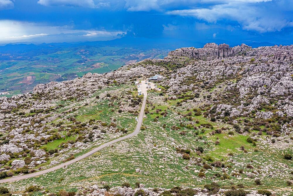 Aerial of El Torcal de Antequera nature reserve, Antequera, Andalucia, Spain