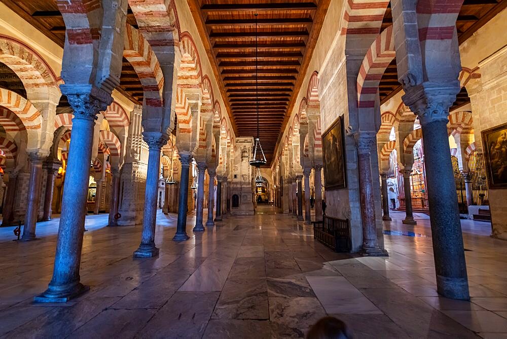 Columns and double-tiered arches, Unesco site Mosque???Cathedral of Cordoba, Cordoba, Andalusia, Spain