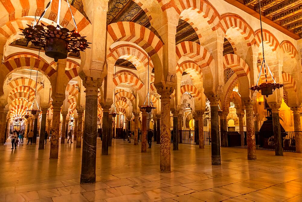 Columns and double-tiered arches, Unesco site Mosque???Cathedral of Cordoba, Cordoba, Andalusia, Spain