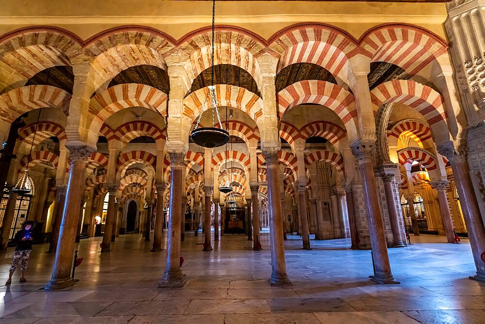 Columns and double-tiered arches, Unesco site Mosque???Cathedral of Cordoba, Cordoba, Andalusia, Spain