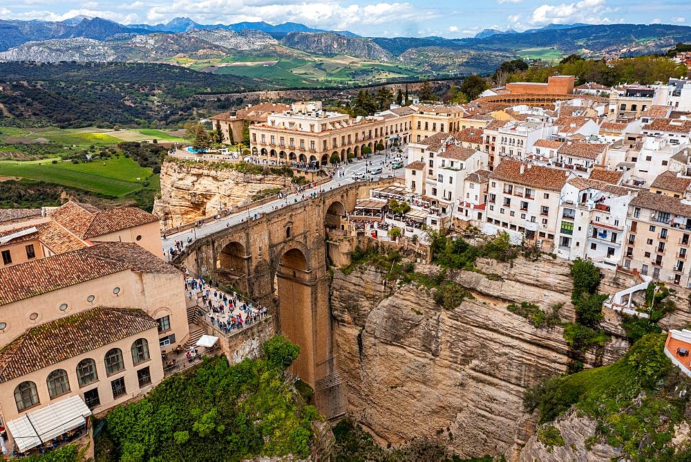 Aerial of the historic town of Ronda, Andalucia, Spain