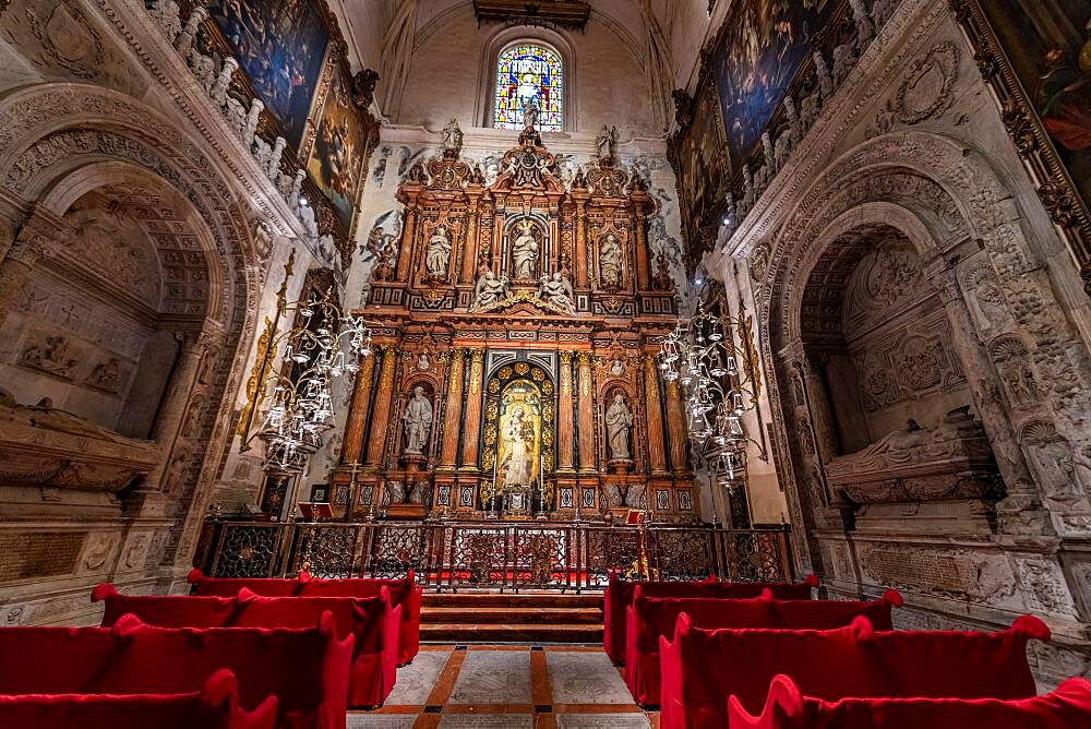 Interior of the Unesco site the cathedral of Seville, Andalucia, Spain