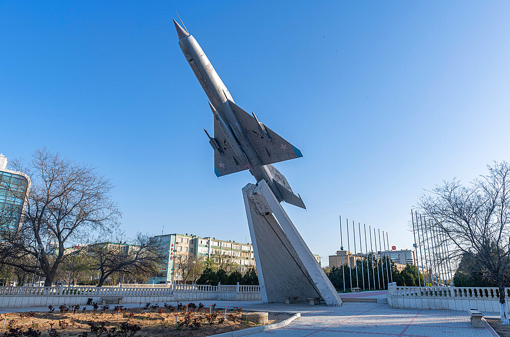 MIG monument, Aktau, Caspian Sea, Kazakhstan, Central Asia