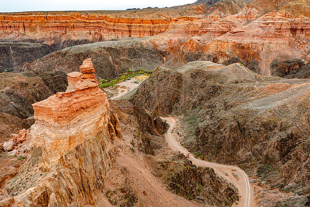 Aerial of the Charyn Canyon, Tian Shan mountains, Kazakhstan, Central Asia, Asia