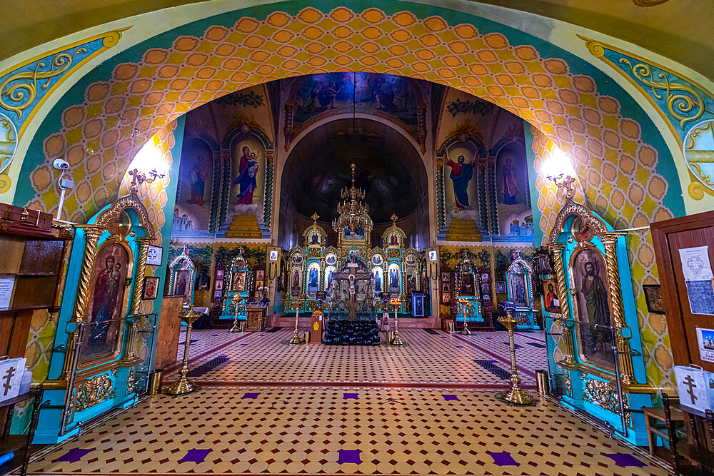 Interior of the Orthodox Cathedral, Uralsk, Kazakhstan, Central Asia, Asia