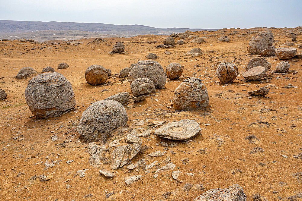 Aerial of Torysh (The Valley of Balls), Shetpe, Mangystau, Kazakhstan, Central Asia, Asia