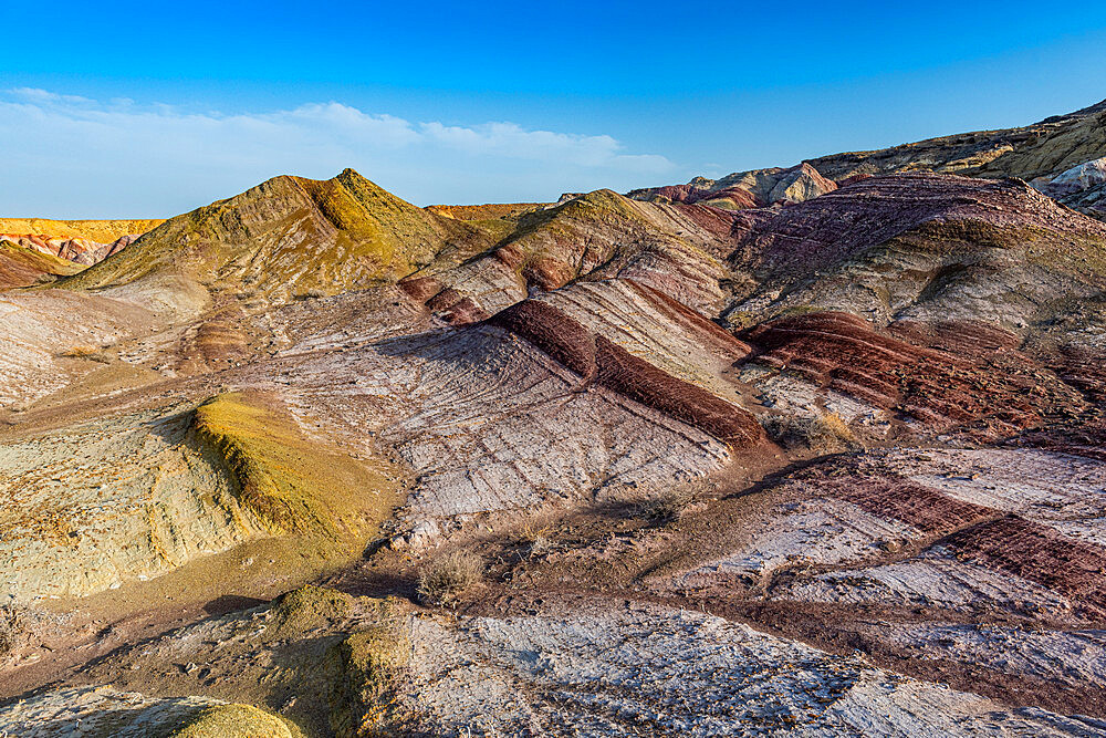 Multiple coloured landscape, Kyzylkup, Mangystau, Kazakhstan, Central Asia, Asia