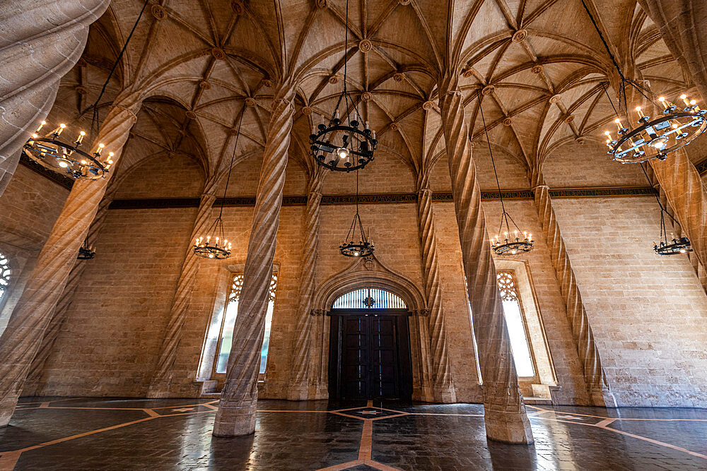 Interior, Lonja de la Seda Palace, UNESCO World Heritage Site, Valencia, Spain, Europe