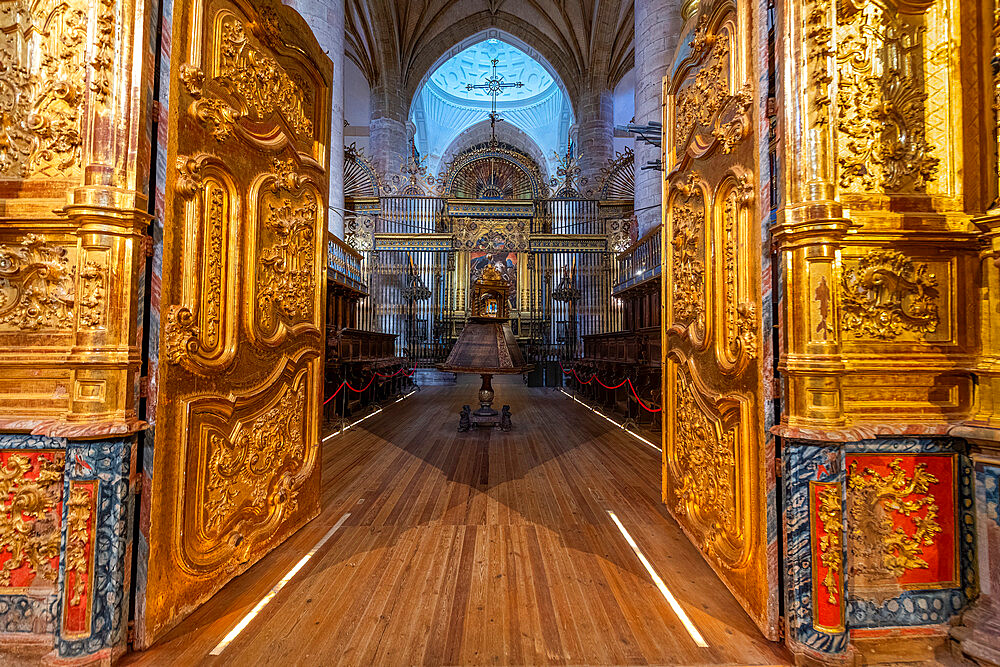 Golden entrance to the altar of the Yuso Monastery, UNESCO World Heritage Site, Monasteries of San Millan de la Cogolla, La Rioja, Spain, Europe