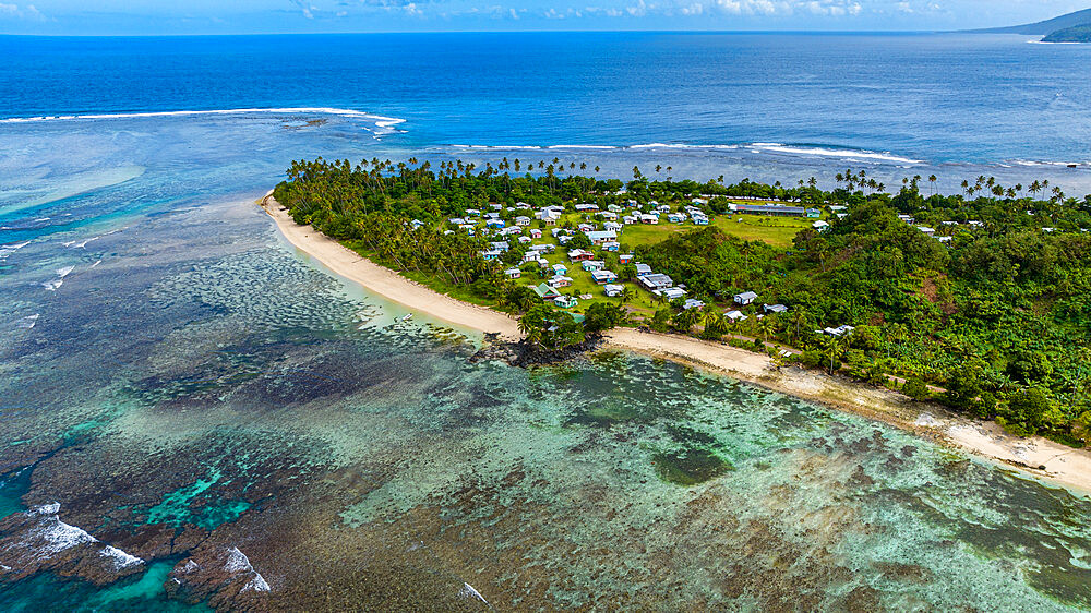 Aerial of the Lavena Peninsula, Bouma National Park, Taveuni, Fiji, South Pacific, Pacific