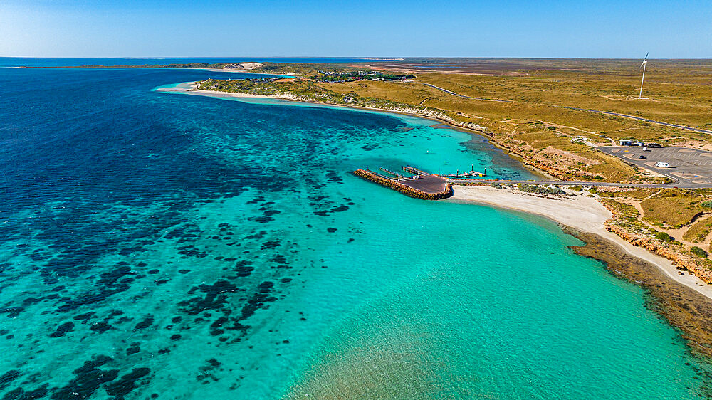 Aerial of the Ningaloo Reef, Coral Bay, UNESCO World Heritage Site, Western Australia, Australia, Pacific