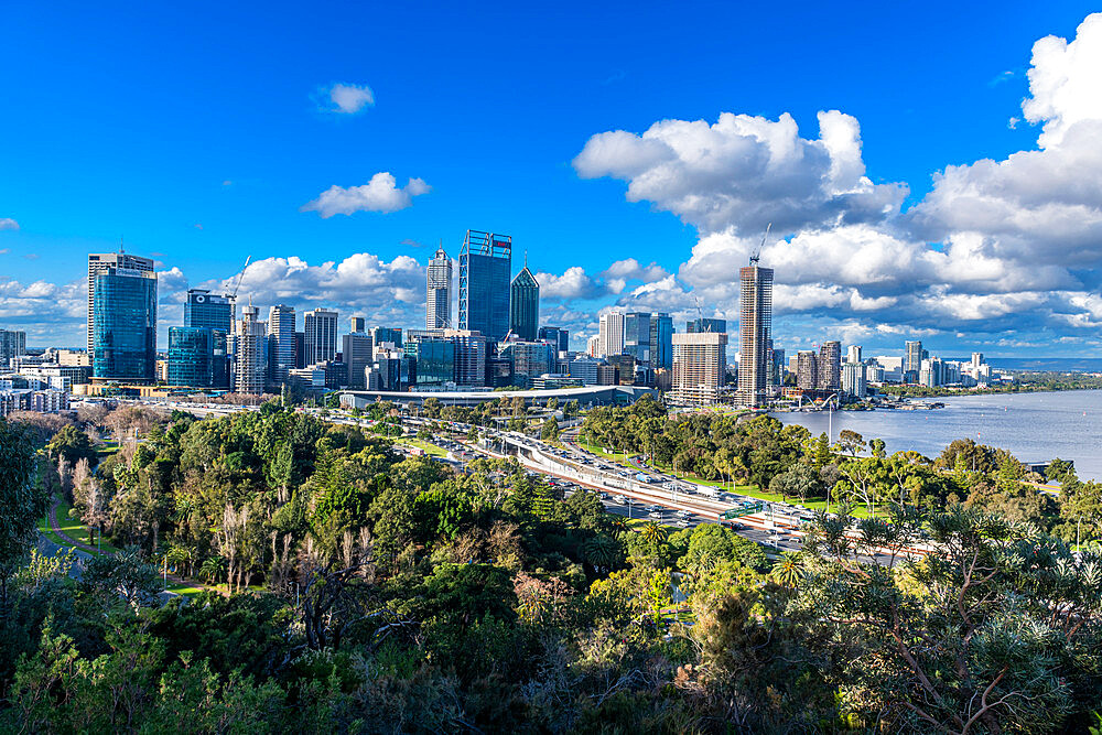 View over the Business District from Kings Park and Botanic Garden, Perth, Western Australia, Australia, Pacific