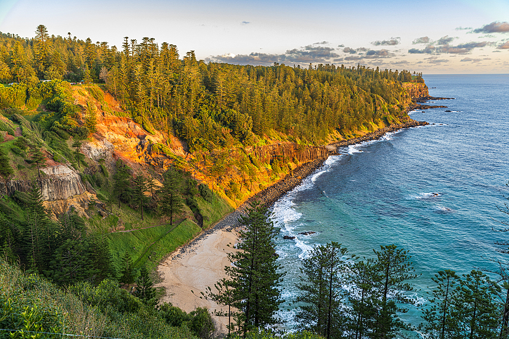 Sunset over the rugged coastline of Norfolk Island, Australia, Pacific