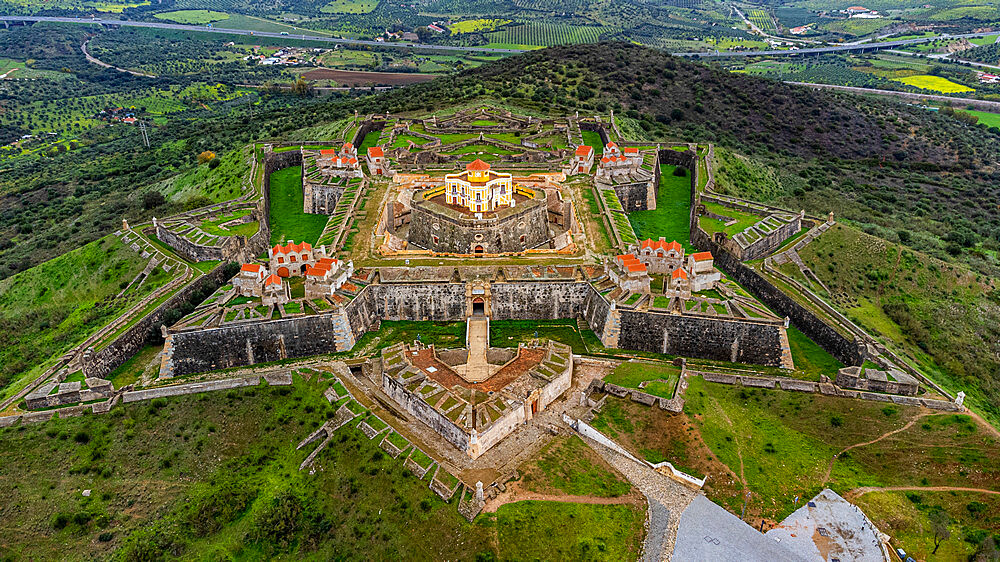 Aerial view of the Forte de Nossa Senhora da Graca, Unesco site Elvas, Alentejo, Portugal