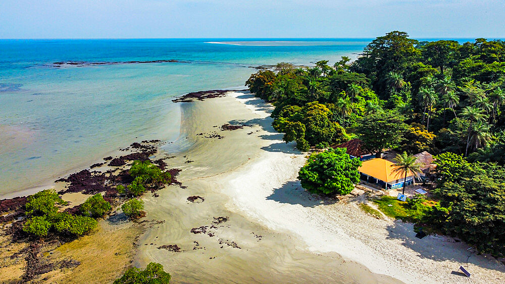 Aerial of Joao Viera island, Marinho João Vieira e Poilão National Park, Bijagos archipelago, Guinea Bissau, Africa