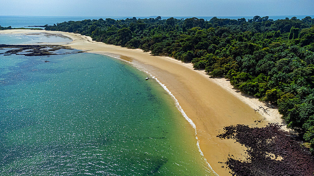 Aerial of Joao Viera island, Marinho João Vieira e Poilão National Park, Bijagos archipelago, Guinea Bissau, Africa