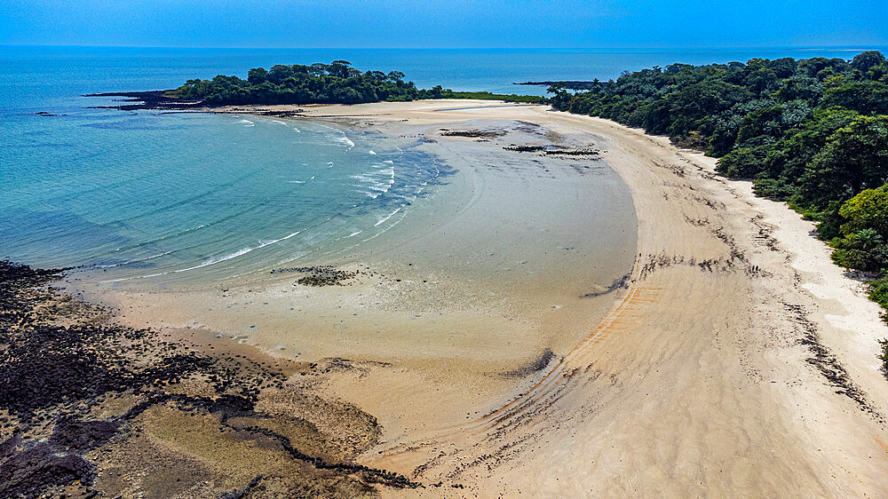 Aerial of Joao Viera island, Marinho João Vieira e Poilão National Park, Bijagos archipelago, Guinea Bissau, Africa