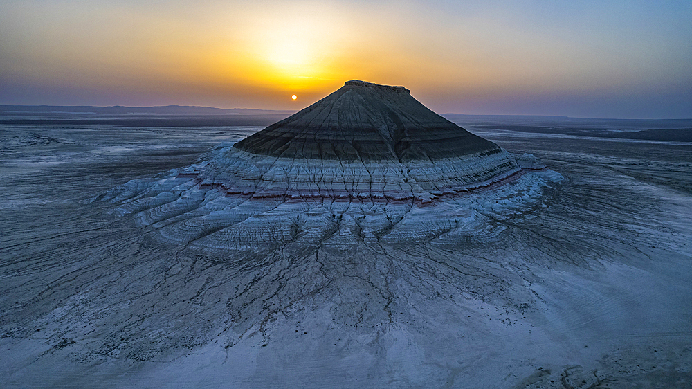 Multi coloured mountain at sunset, Kyzylkup, Mangystau, Kazakhstan