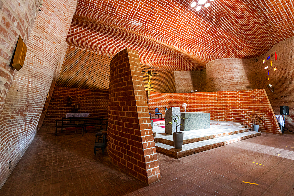 Interior of the Church of Atlantida (Church of Christ the Worker and Our Lady of Lourdes), the work of engineer Eladio Dieste, UNESCO World Heritage Site, Canelones department, Uruguay, South America