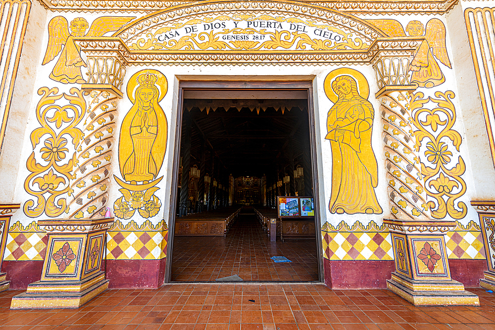 Front portal of the Mission of Concepcion, Jesuit Missions of Chiquitos, UNESCO World Heritage Site, Santa Cruz department, Bolivia, South America