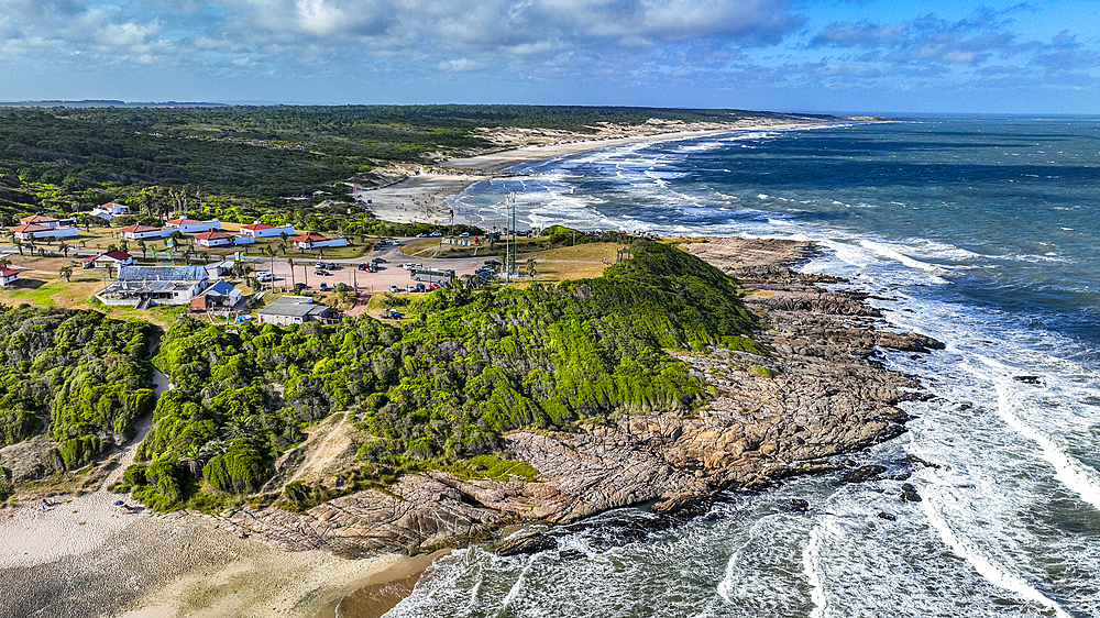 Aerial of the beaches in the Santa Teresa National Park, Uruguay, South America